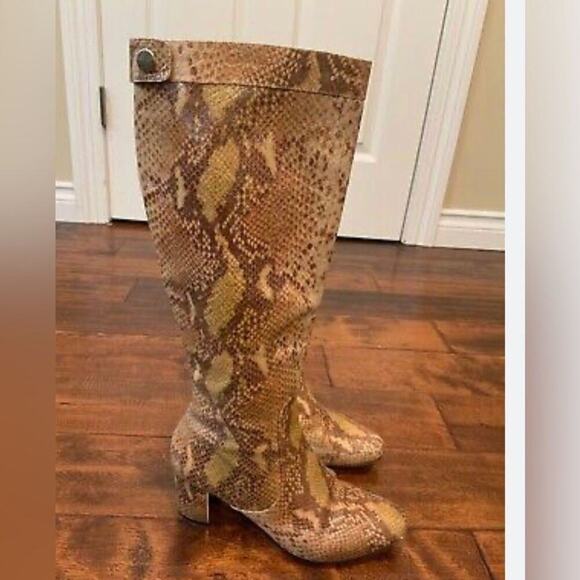 POUR LA VICTOIRE LEATHER SNAKESKIN KNEE HIGH BOOTS SIZE 8.5 - Picture 13 of 13
